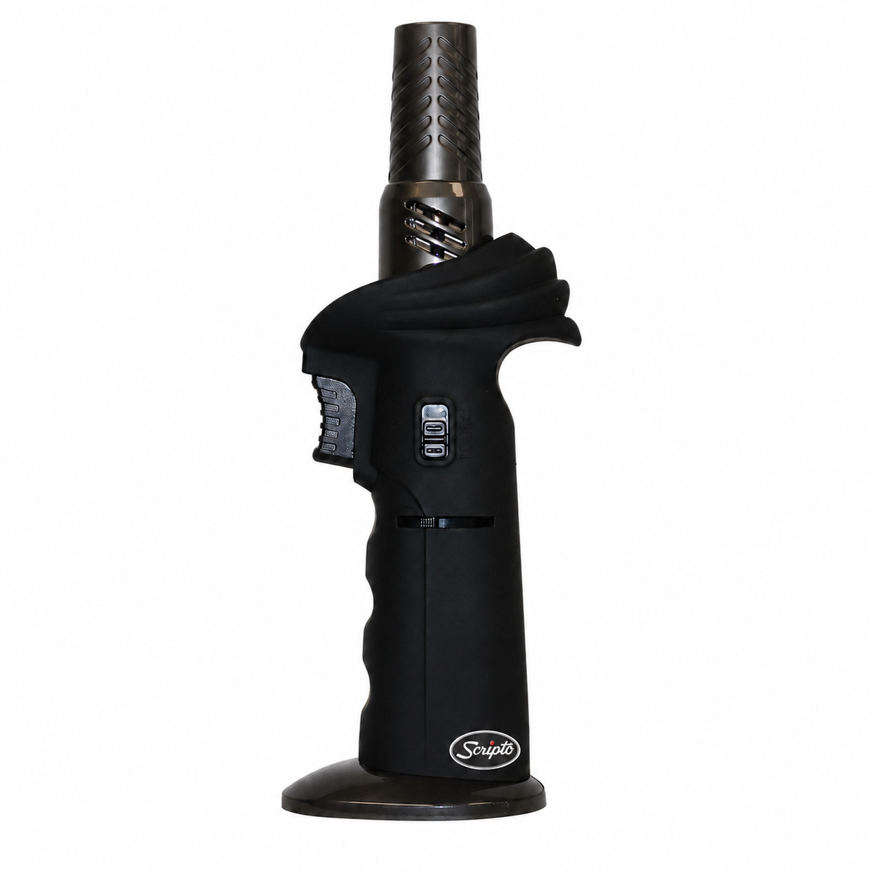 Scripto JetFlame Butane Torch with adjustable nozzle in upright position